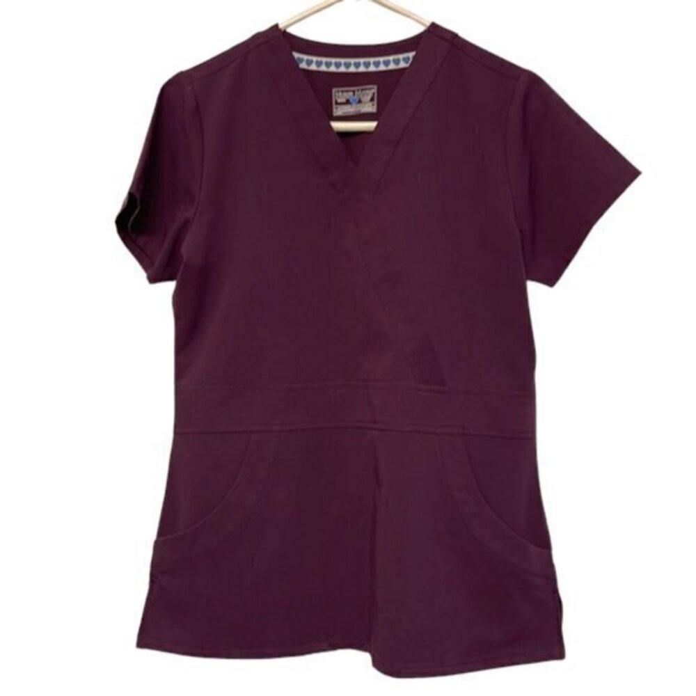 Nurse Mates Lauren Wine Mock Wrap Hospital Doctor Nurse Medical Scrub Size Small